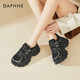 DAPHNE Daphne velvet dad shoes winter new fashion versatile casual shoes women's height increasing sneakers cotton shoes black velvet heel height 6.5cm 35 (225mm) standard size