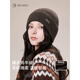 JIUMU yak velvet hat for women in autumn and winter, thickened and warm, versatile ear protection, brown knitted woolen cap, dark gray, one size fits all (56-60cm)