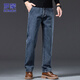 ROMON high-end jeans men's autumn and winter trendy straight pants men's loose casual men's trousers elegant gray blue 32