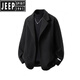 JEEP SPIRIT Black Woolen Suit Jacket Men's Winter Cotton Thickened Short Coat-style Korean Casual Wear Suit Brown Cotton Jacket M 90-115Jin Jin is equal to 0.5 kg