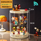 GOTOlabubu Bubble Mart blind box lighting display cabinet dust-proof transparent rotating figure storage box doll storage rack rotating figure box (double-layer electric with light model)