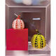 Yayoi Kusama pumpkin ornament sculpture with dense polka dots, yellow background and black dots 10x12 without label
