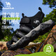 Camel (CAMEL) children's sandals, summer refreshing and breathable toe-cap beach shoes, non-slip and anti-collision for middle and large children, black 32