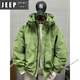 JEEP SPIRIT Workwear Hooded White Duck Down Jacket Men's Winter New Casual Loose Windproof Warm Jacket New Green M (Recommended 90-120Jin Jin equals 0.5kg)