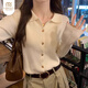 Modal lapel bottoming shirt for women with small fragrance style 2026 autumn and winter new sweater soft waxy sweater long-sleeved top Apricot