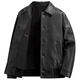 Haining leather jacket men's sheepskin 2025 winter slim short lapel leather jacket black L suitable for 110-130Jin Jin equals 0.5 kg