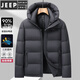 JEEP SPIRIT thickened men's down jacket winter outdoor cold-proof and warm down jacket 90 white duck down new national standard three-way fabric black M 170