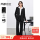 Shandubila professional suit suit for women spring and autumn formal suit jacket wide-leg trousers interview two-piece set black S