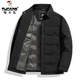 啄木鸟羽绒服男士短款翻领厚款保暖中青年冬季百搭防寒夹克鸭绒休闲外套 YR8615黑色 3XL 190