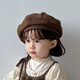Snow King Children's Beret Girls 1-3 Years Old Hat Autumn and Winter Boys Versatile Retro Painter Hat Baby Casual Fashion Children's Pumpkin Beret - Brown One Size 2-10 Years Old/Reference 52-54cm