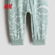 H&M 2026 new spring children's clothing baby boy printed one-piece pajamas 1200792 light turquoise/dinosaur 80cm 80/48 (9-12M)