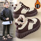 RICKY JORDAN Girls' Cotton Shoes Winter 2025 New Children's Velvet Snow Boots Warm Middle and Large Children's Sports Winter Shoes Girls' Cotton Boots Brown (Cotton Shoes) 32