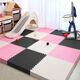 Fantasy foam floor mat, crawling mat, sponge floor mat, puzzle mat, climbing mat, pink, white and black with edge strips, 30x30x1.0cm, 40 pieces, 0 formaldehyde