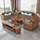 Zihua Massives Holzsofa Wohnzimmer Neues chinesisches Stil Schwarz Gold Holz Aufbewahrung Imperial Concubine Stoff Kombination Leicht Luxus kleine Wohnung Möbel