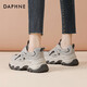 DAPHNE Daphne thick-soled dad shoes, women's velvet warm cotton shoes, winter new versatile height-increasing casual platform sneakers winter gray single layer heel height 5.5cm 40 (250mm) standard size