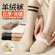 Extra thick cashmere socks for women, autumn and winter mid-calf socks with velvet and thickened warm cotton socks, striped long towel stockings, huge thick velvet, white, off-white, light gray, khaki, dark brown, black, one size fits all, one size fits all (thick velvet/super warm cashmere socks/will be sent first if you add to your collection)