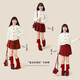 I.KARNOW Girls' Short Skirt Autumn and Winter 2026 New Skirt Red Girls' Plaid Skirt Winter Clothing Western Style Children's New Year's Skirt 19800 Red Sweater + 4539 Red Plaid Skirt 130
