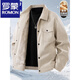 ROMON 2025 new corduroy jacket men's velvet thickened casual top autumn and winter warm lamb velvet jacket brown plus velvet 2XL