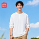 MINISO American Heavyweight Henley Collar T-shirt for Men Spring and Autumn 2026 New Henley Collar High-Quality White Bottoming Shirt Long Sleeve 7A Antibacterial White (Solid Color) L/175 (Weight 120-140Jin Jin is equal to 0.5 kg)
