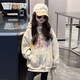 Now Pauline girls velvet sweatshirt autumn and winter 2025 new style loose mid-length children's spring and autumn tops for girls and boys hooded khaki_spring and autumn sweatshirt 120 cm