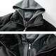 Catman Cotton Jacket Men's Winter Hooded Versatile Windproof Fake Two-Piece Thickened Casual Warm Jacket Black L