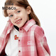 Little MO&Co. Show same style little moco children's clothing 26 new children's pure cotton plaid shirt printed long-sleeved parent-child wear pink and white plaid 110 110/56