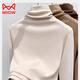 MiiOW high collar double-sided German velvet bottoming shirt for women, autumn and winter 2025 new thickened inner with brushed pile collar warm top, black turtleneck, thickened German velvet M