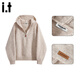 CHOCOOLATEit half-zip hooded sweater women's winter new Korean style pullover loose top, apricot color, one size