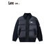 Lee Short Stand Collar Thick Down Jacket Men's Blue Spliced Children's Warm Jacket Minimalist Versatile Black 160 cm