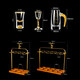 De Faradi high-end light luxury crystal glass white wine cup set household Chinese-style small wine cup two-quarter wine set gold foil Jinshan style 10 pots 10 cups + deer stand
