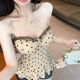 Fishbone sexy slimming polka dot camisole summer new temperament tube top strapless top commuter long style women strapless (brown one size)