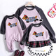 Disney (Disney) special unique parent-child clothing trendy brand dachshund autumn family of three family clothing sweatshirt children's clothing velvet red apricot patchwork 90 crawl suit