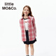 Little MO&Co. Show same style little moco children's clothing 26 new children's pure cotton plaid shirt printed long-sleeved parent-child wear pink and white plaid 110 110/56