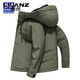 利郎（LILANZ）男士羽绒服2025冬季新款90白鸭绒防寒短款连帽羽绒袄外套男 绿色 M