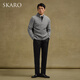SKARO Australian pure wool old money style half turtleneck sweater for men autumn and winter retro long-sleeved sweater gray SKA932 L
