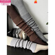 Modal American retro stacked smoky gray cashmere socks for women in autumn and winter, fashionable, cool and versatile brown knitted leg covers, smoky gray (40cm)