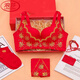 LangSha's new zodiac year red bra set for wedding celebrations for brides with small breasts push-up adjustable no-wire bra for women without gift box 34/75B M Fireworks style single piece