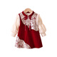 Xinnan children and girls dress suit autumn and winter new warm and thickened baby one-year-old dress New Year's dress red national style red autumn and winter plus velvet style 90cm