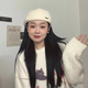 Xiaohongshu recommends elegant and versatile beret for women spring and autumn new knitted hat retro wool white 55-59cm one size