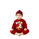 Year of the Horse parent-child outfit 2026 autumn and winter new style family of three, mother and son, mother and daughter red New Year family portrait sweatshirt without velvet burgundy 80 jumpsuit with hat