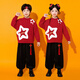 Children's Red Festive Sweater New Year's Day Performance Outfit Red Boys Suit Recommended Hand Washing 110 cm