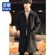 ROMON double-sided woolen coat for men, mid-length, high-end, winter thickened woolen trench coat, knee-high trendy black S 120Jin Jin is equal to within 0.5 kg