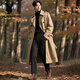 Playboy (PLAYBOY) high-end British style extended trench coat spring and autumn men's double-breasted business casual handsome coat trendy khaki XL