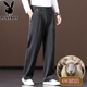 Шерстяные повседневные брюки Playboy, мужские осень и зима 2025, новые свободные прямые широкие брюки, зимние брюки для папы среднего и пожилого возраста, карбоновые серые весенне-осенние M (рекомендуемый вес 110-130 Джин Джин равен 0,5 кг)