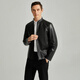 SATCHI Retro Stand Collar Solid Color Casual Light Mature Commuting Versatile Soft Leather Jacket Men's Black Black One Size 52