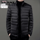 LILANZ high fluffy autumn and winter light down jacket men's young and middle-aged white duck down stand-up collar warm jacket black M.