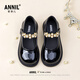 ANNIL Girls Princess Shoes Black Small Leather Shoes 2026 New Spring Children's Shoes Lightweight Mary Jane Shoes Black 29