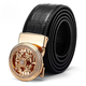 LISM Light Luxury High-end Men's 2025 Belt Men's Fashion Automatic Buckle Genuine Leather Design Belt Fashionable and Versatile Gold 115cm