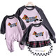 Disney (Disney) special unique parent-child clothing trendy brand dachshund autumn family of three family clothing sweatshirt children's clothing velvet red apricot patchwork 90 crawl suit