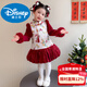 Disney Dress Winter 2026 New Style National Style Plus Velvet Thickened Cheongsam Baby Girl Winter Clothes Festive New Year Clothes Girls Red 130 cm